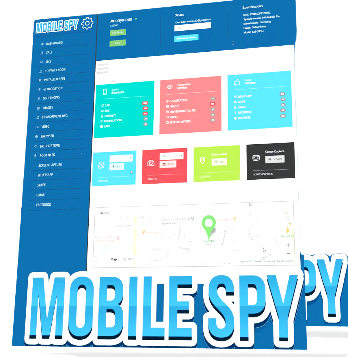 MobileSpy Main Dashboard